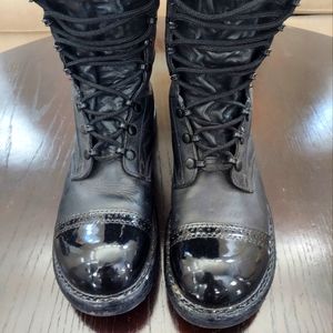 Black Leather Combat Boots